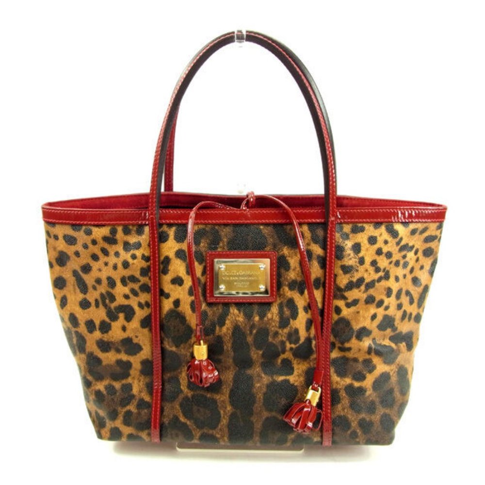 Authentic Dolce&Gabbana Tote bag Red Brown For Woman